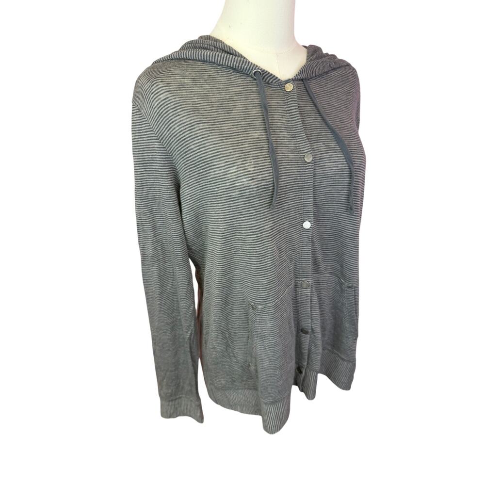 Eileen Fisher snap up hoodie jacket light gray 100% linen size small